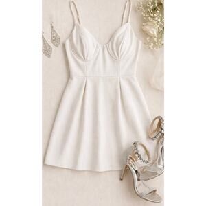 Princess Polly White Mini Dress Corset Fit and Flair Bridal Party Grad Dress